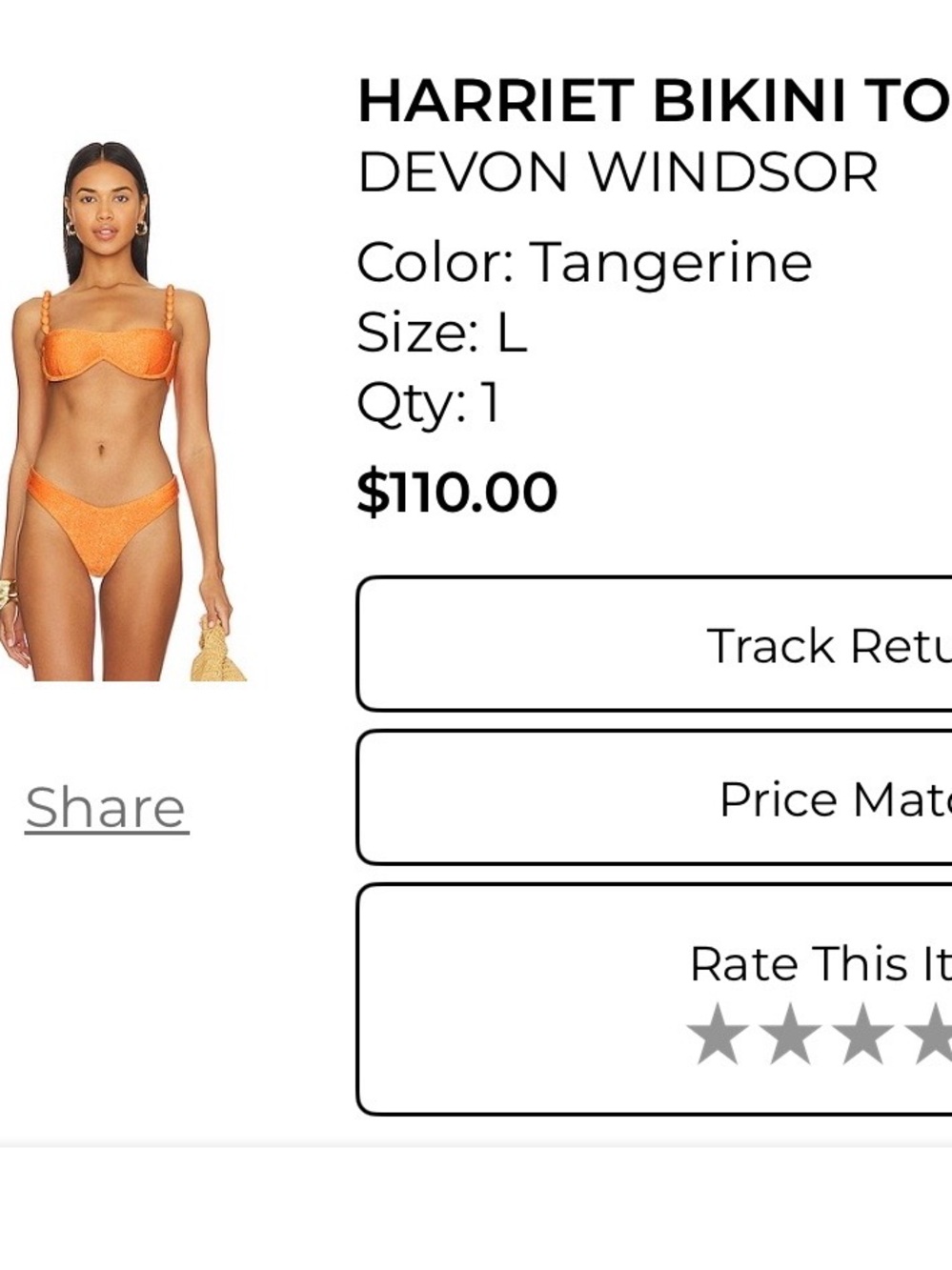DEVON WINDSOR Harriet Bikini Top - Tangerine Orange